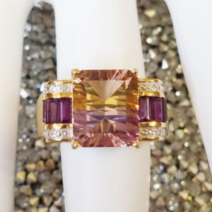 FINAL$ Natural Ametrine 18k / Sterling Silver Ring